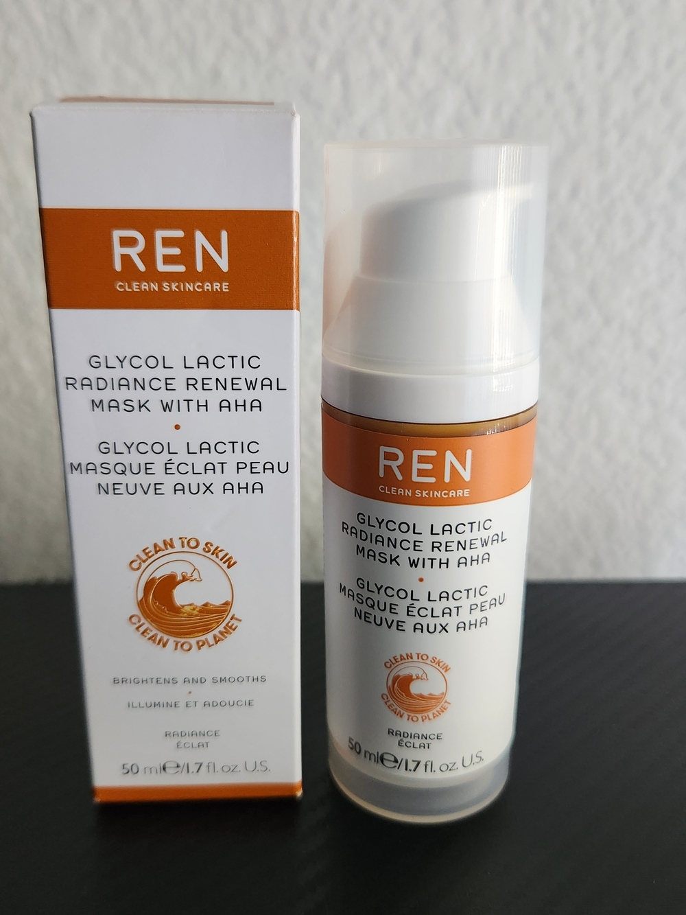 REN Clean Skincare Glycol Lactic Radiance Renewal Mask With AHA NIB 1.7fl.oz
